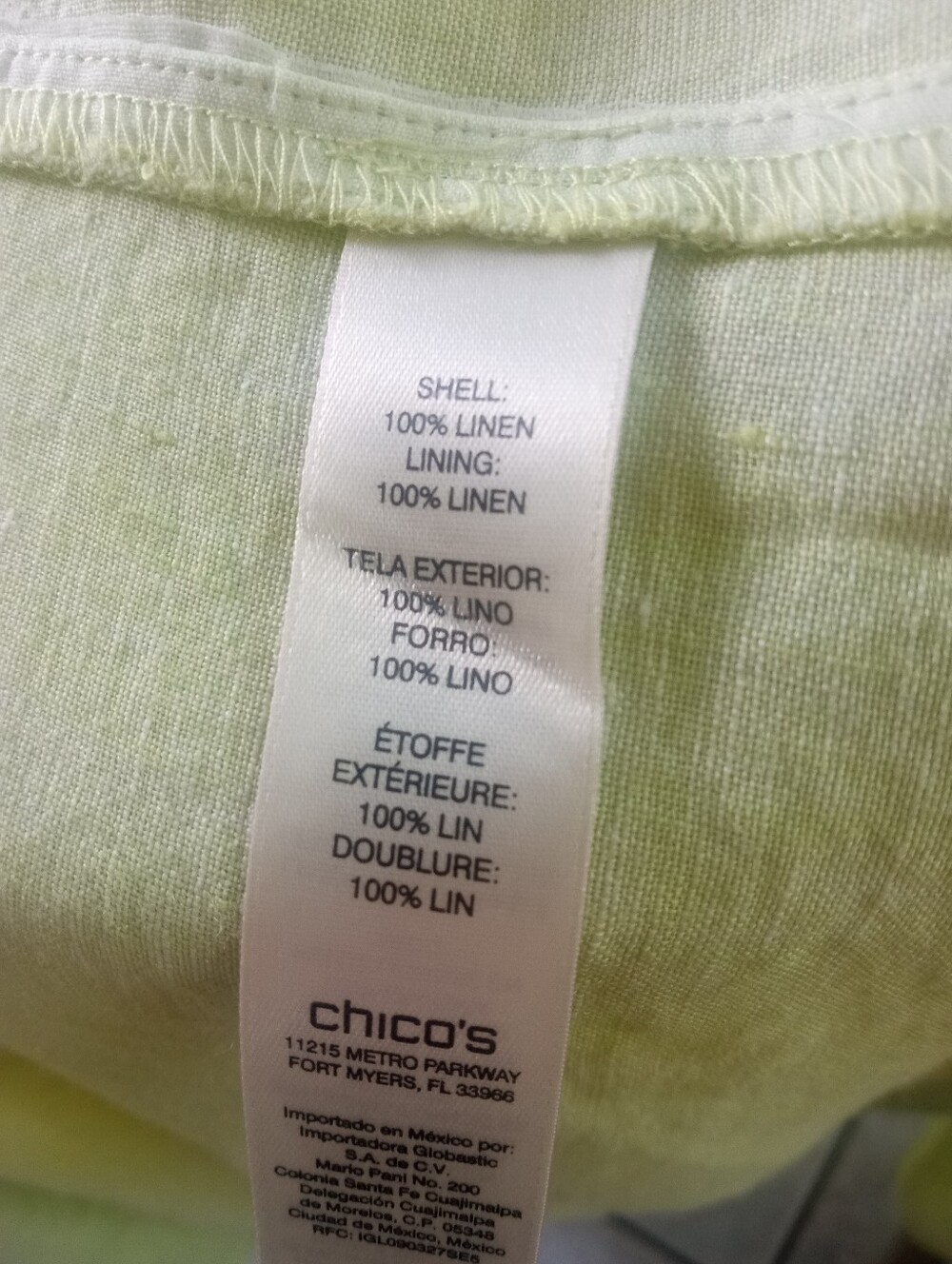 CHICO'S Linen Sleeveless Button Down Tunic Top/Dress In Lime | XL - Picture 12 of 13